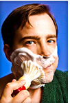 a man shaving