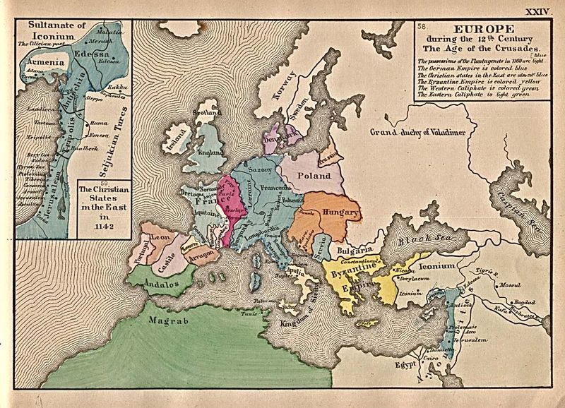 A map of Europe during the 12th century