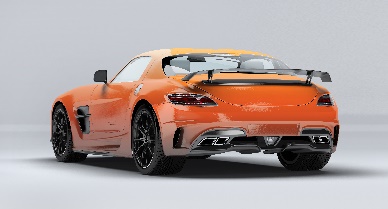 A photograph of an expensive-looking orange sports car.