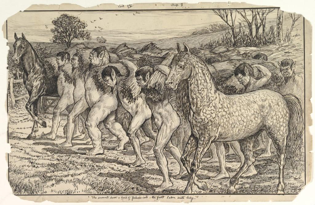 The Servants Drive a Herd of Yahoos into the Field, from Gulliver's Travels