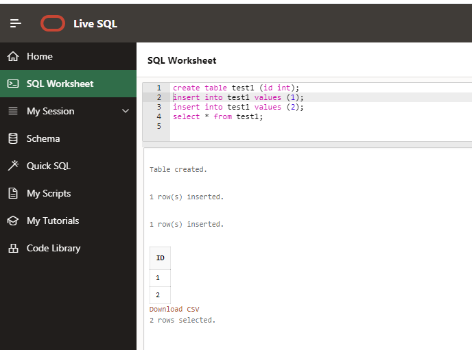 Live SQL