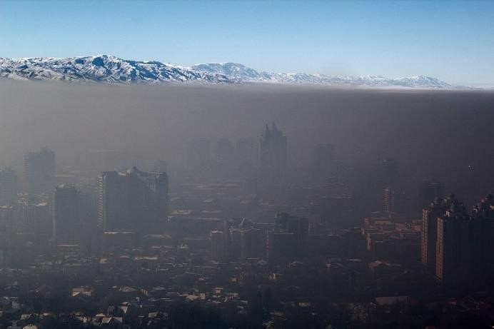 Smog over Almaty city, Kazakhstan