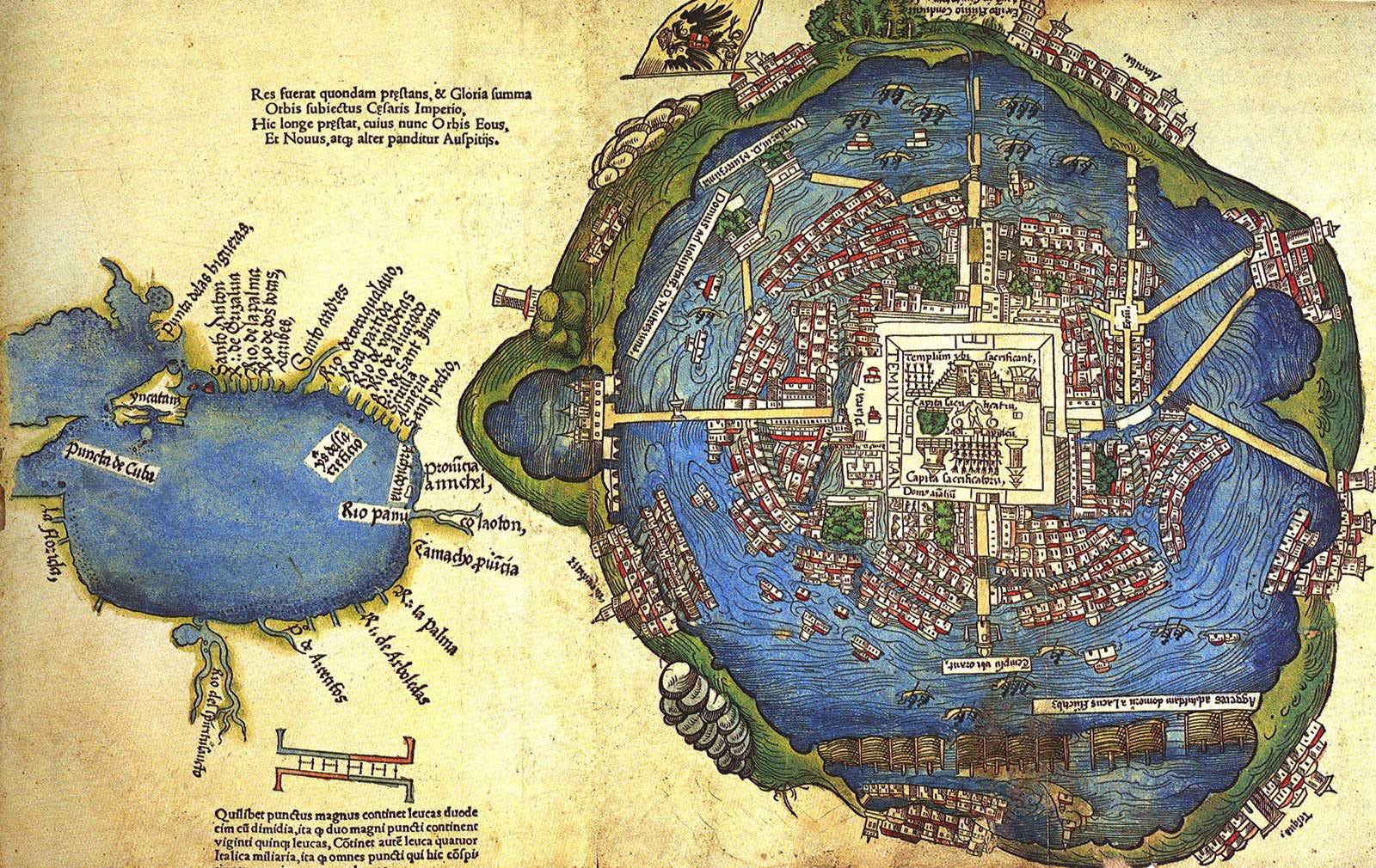 Map of Tenochtitlán and Gulf of Mexico