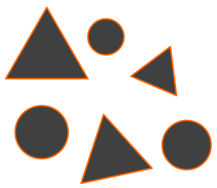 a set of triangles and circles