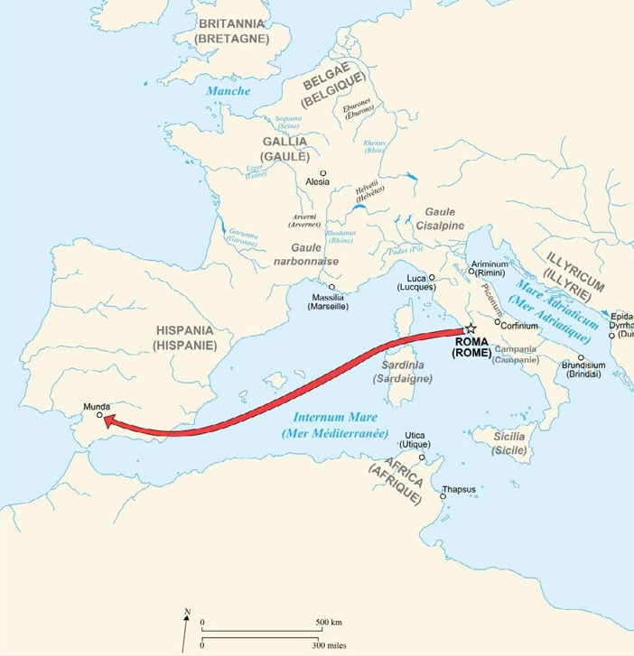 Map of Caesar’s Campaigns in Gaul