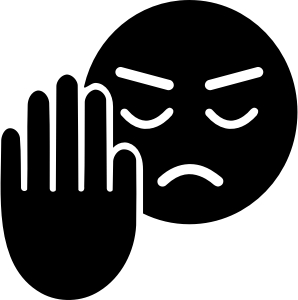 person holding a hand up in a stop signal