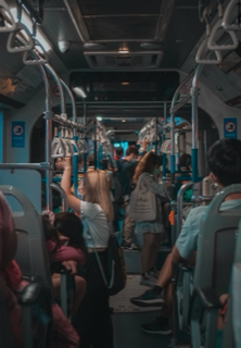 people on a train or bus