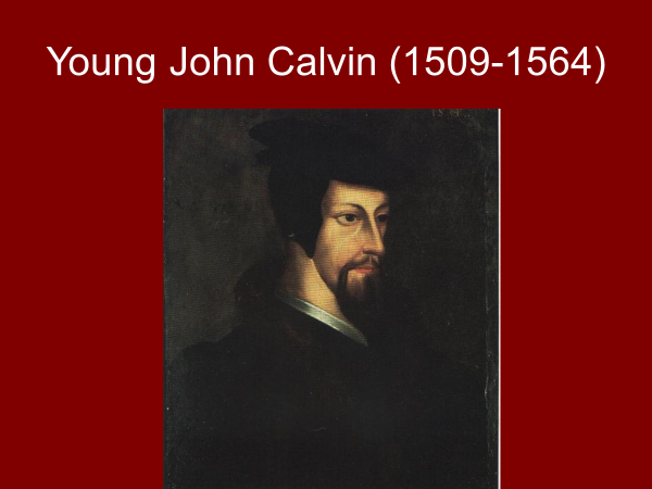 Young John Calvin 1509 to 1564