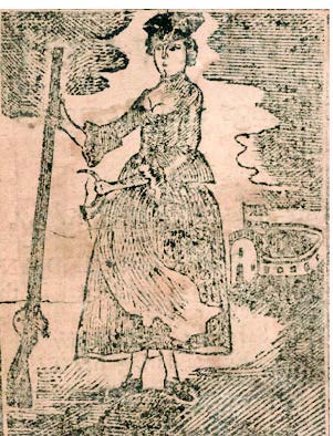 Illustration of Mary Rowlandson from A Narrative of the Captivity, Sufferings and Removes 