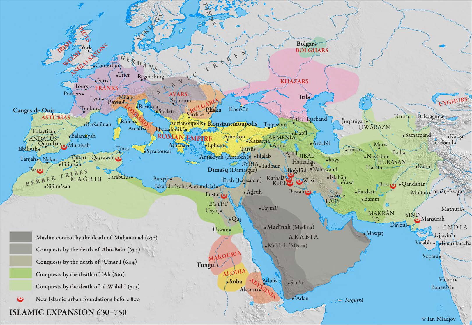 Map of Islamic Expansion 630-750