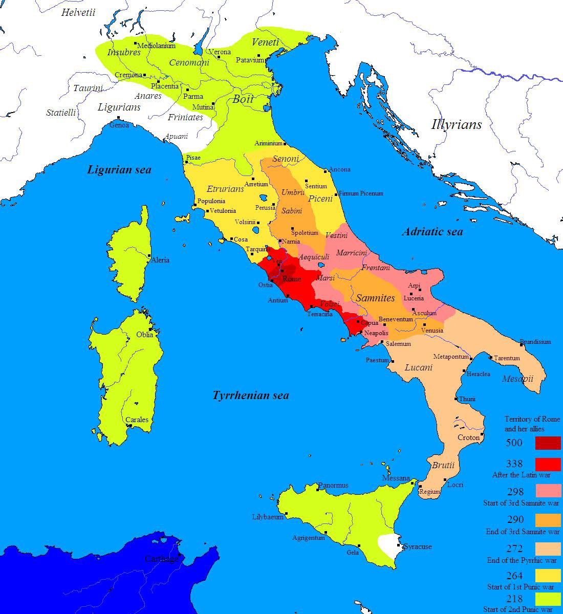 Map of the Roman Conquest of Italy