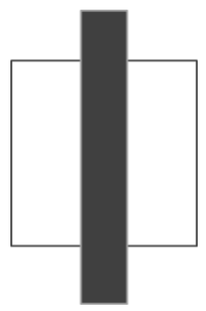 black bar running through a white box