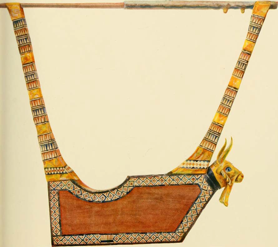 A musical instrument described as the Queen's Lyre.