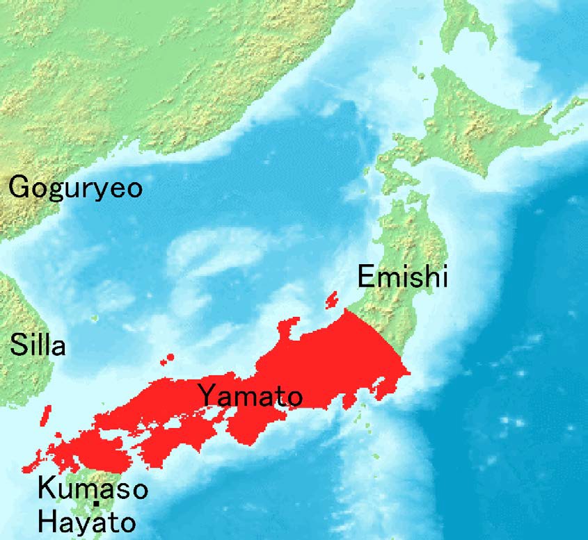 Map depicting extent of the Yamato Kingdom c. seventh century CE