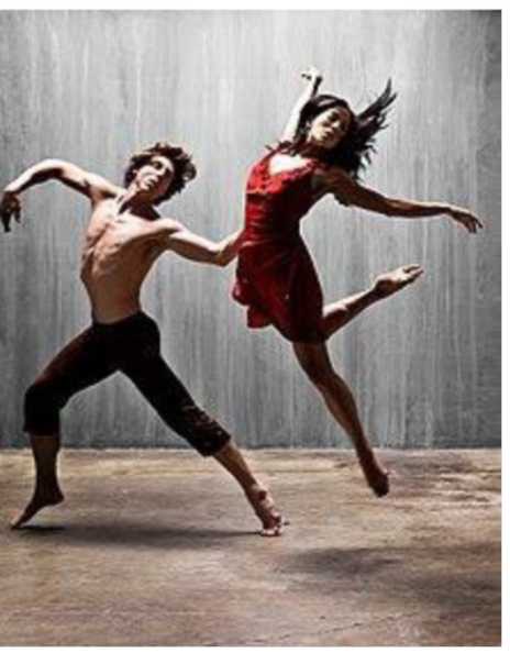 A man and a woman are dancing.