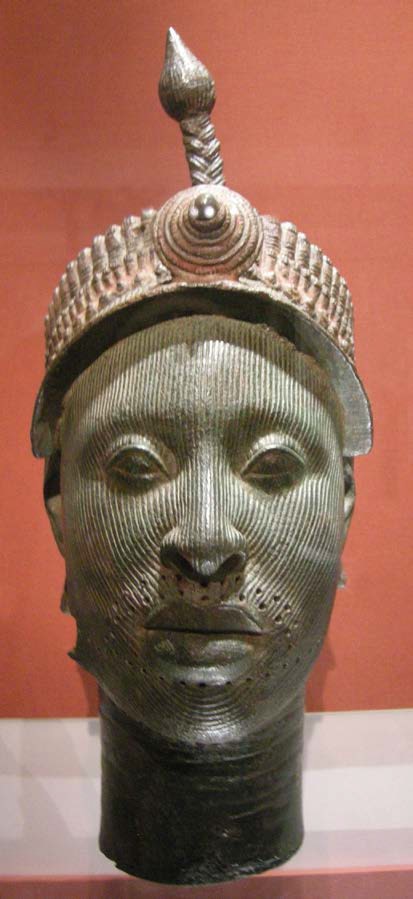 A lifesize bronze head found at Ife (Nigeria)