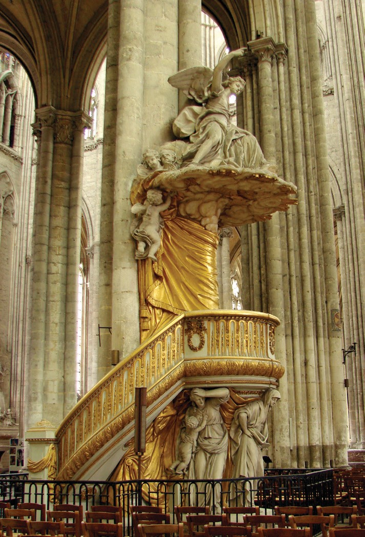 Baroque pulpit in the Amiens Cathedral, France 