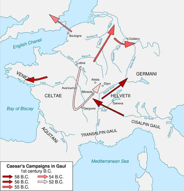 Map of Caesar’s Final Campaigns During the Civil War