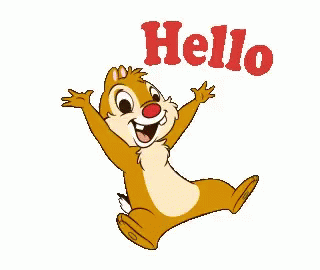 a cartoon chipmunk saying hello