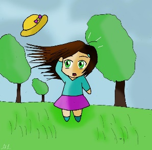 a girl losing her hat