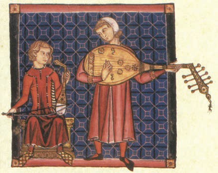 Rebec and Lute Players depicted in Cantigas de Santa Maria