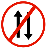 Two arrows, one pointing up and one pointing down, with the universal no symbol over them.