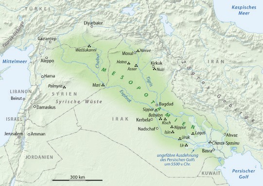 Map of Mesopotamia | A map showing the borders of ancient Mesopotamia.