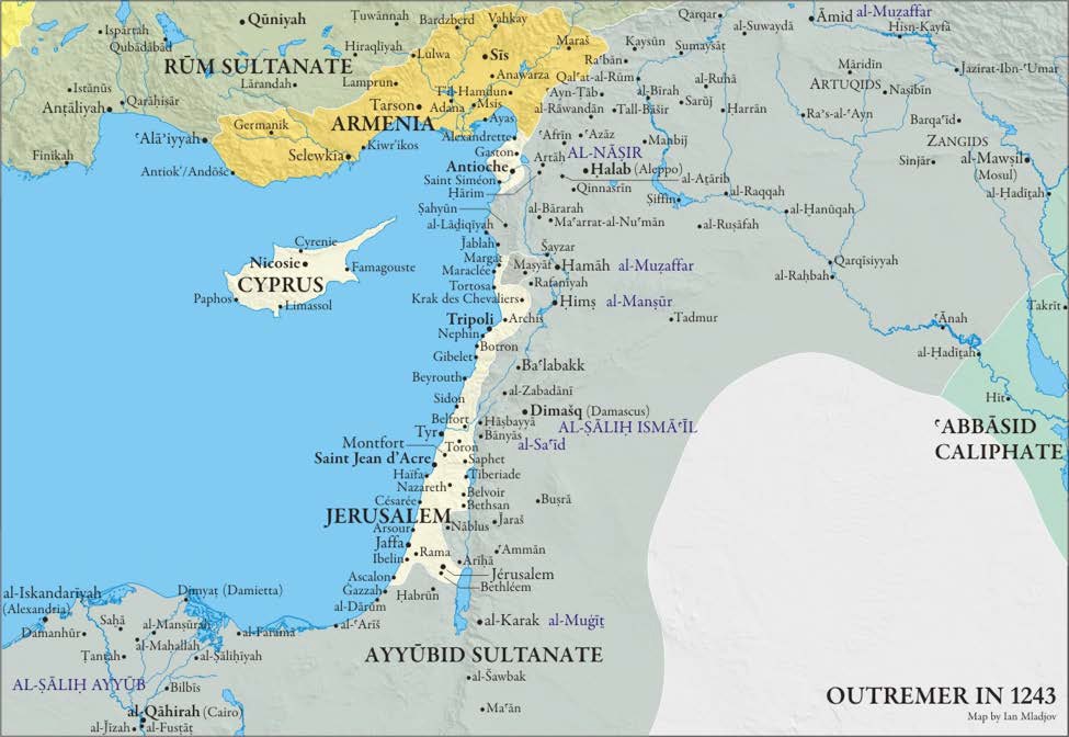 Map of The Crusader States in 1243 CE