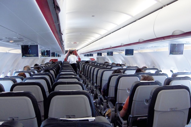 the inside of an airplane