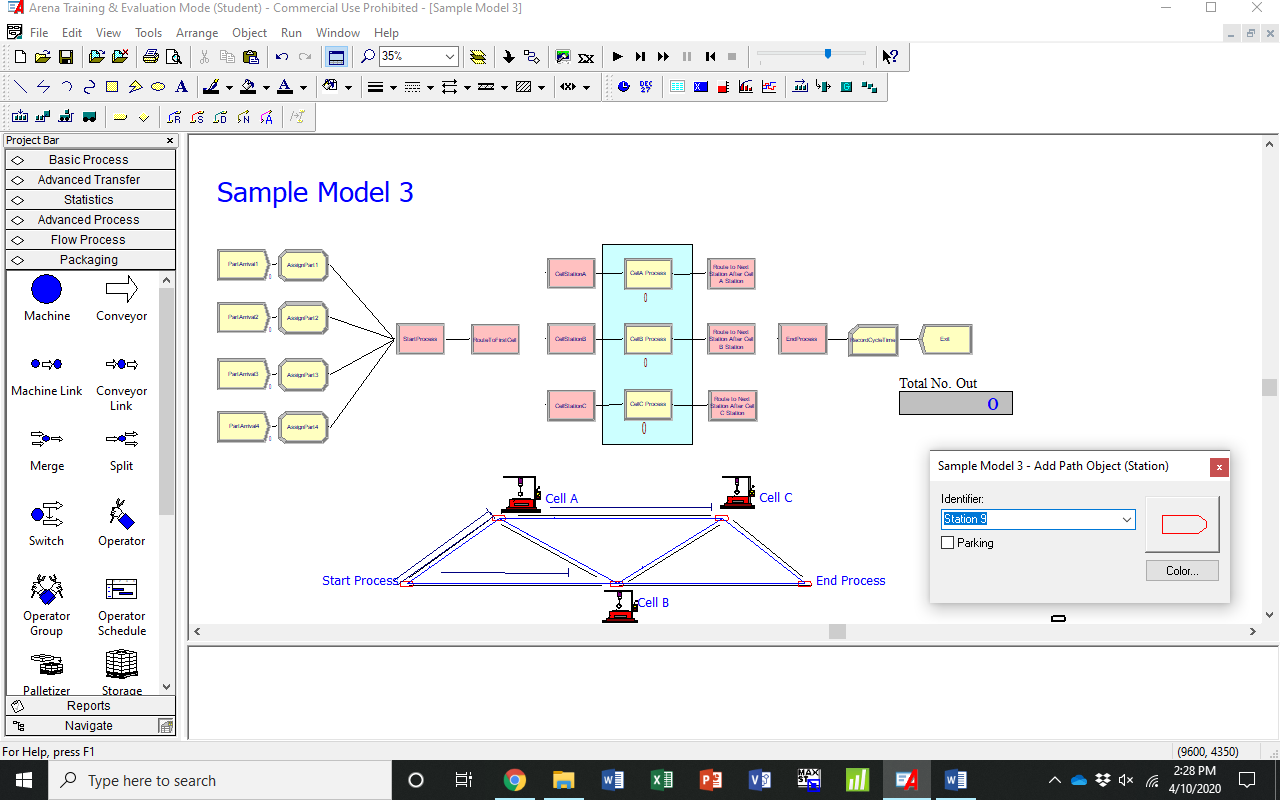 Process simulation in arena software (see online version for colours)