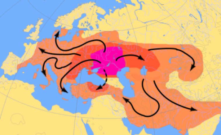 Map showing Indo-European Migrations