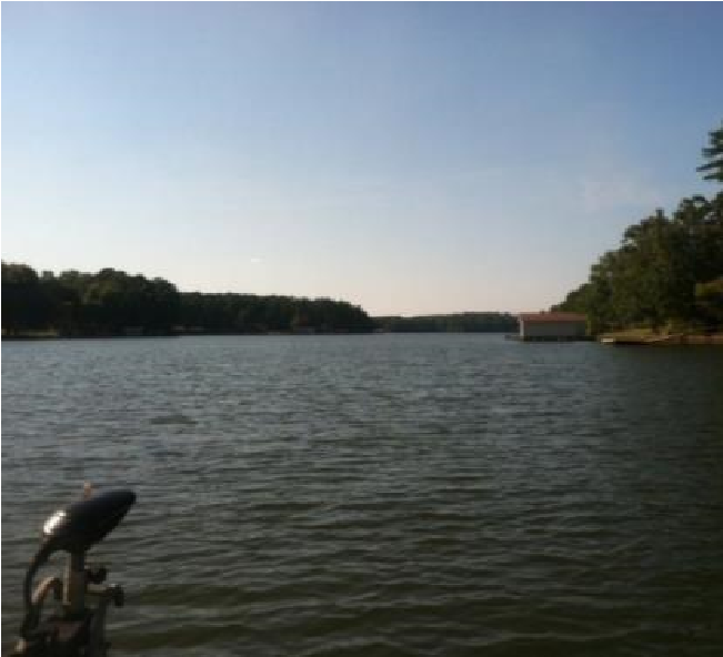 tranquil lake at sunset