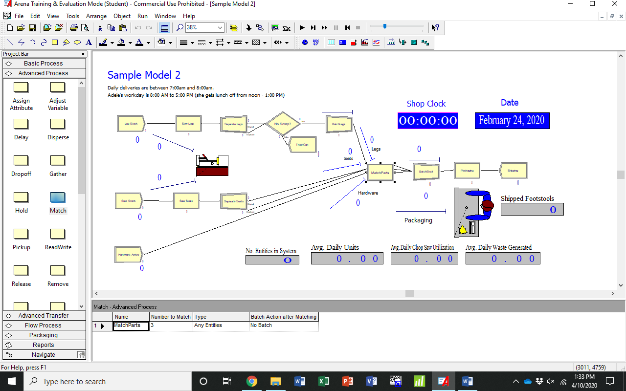 Process simulation in arena software (see online version for colours)