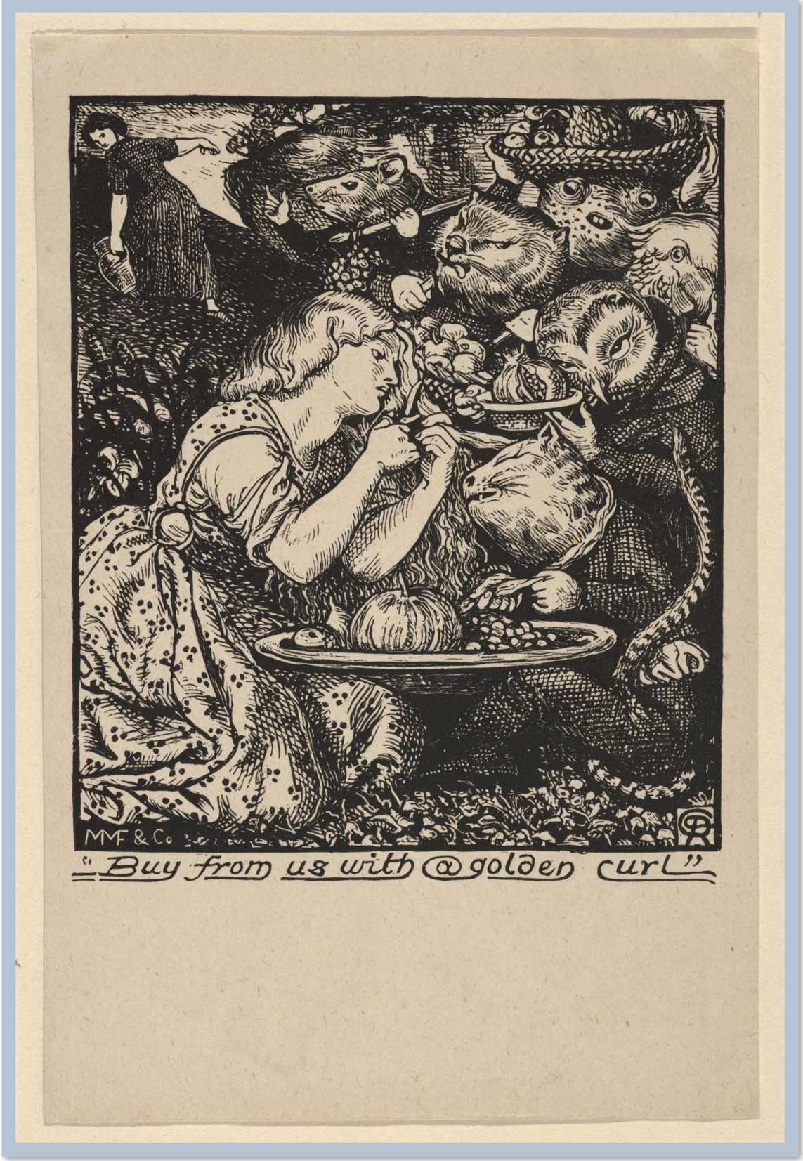 A woman snipping off some of her hair. She is surrounded by animals.