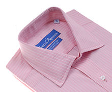 A photograph of a pink dress shirt.