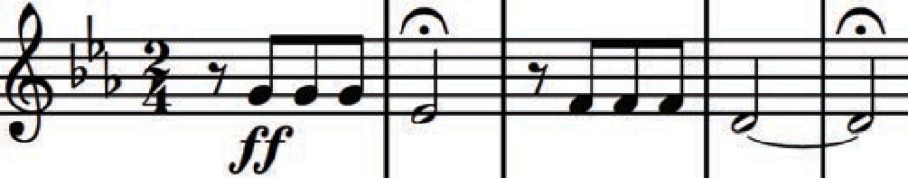 Opening of Symphony No. 5, Op. 67 in musical notation