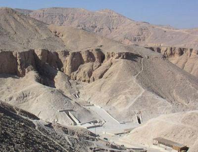 Stone entrances of tombs in the desert of the valley of the kinds.