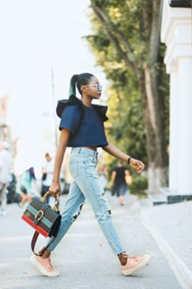 a woman walking