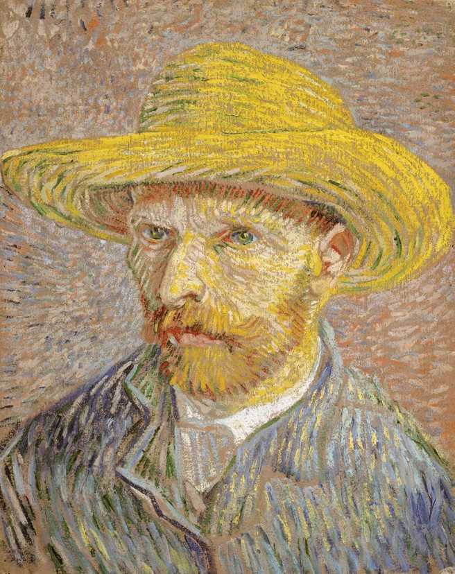 Self-Portrait with Straw Hat, Vincent van Gogh 