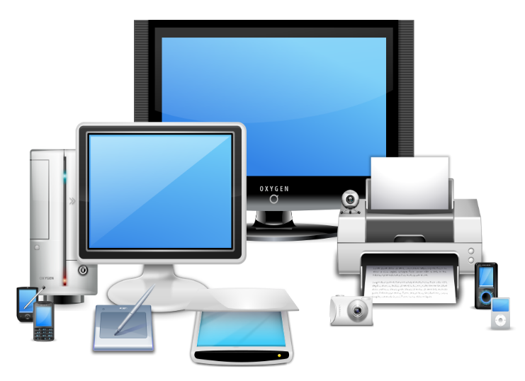 a cluster of technological devices