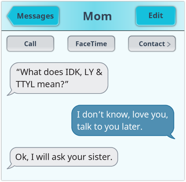 Image of a text exchange between a parent and child.
