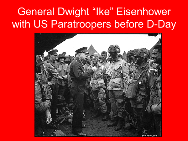 general dwight "ike" eisenhower with US paratroopers before d-day