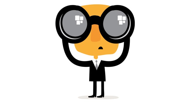 Clip art of a person looking through binoculars.