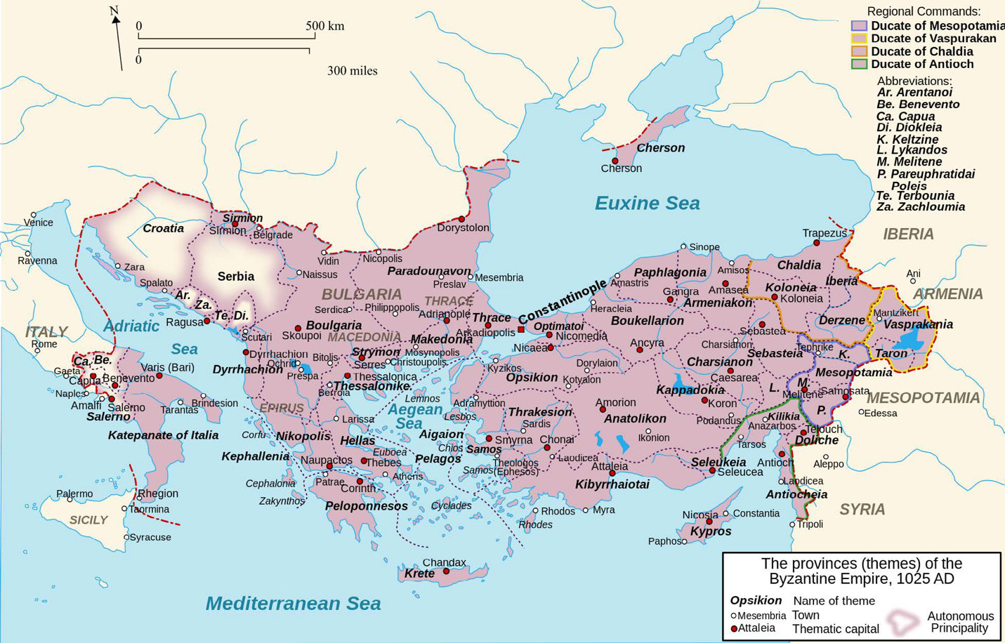 Map 7.8 | Map of The Provinces (Themes) of the Byzantine Empire, 1025 CE