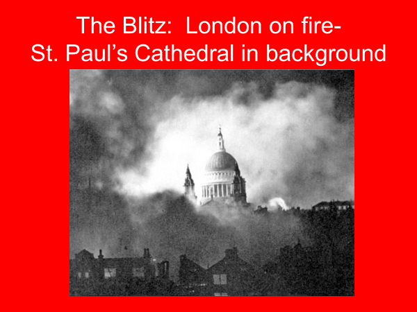 the blitz: london on fire, saint pauls cathedral in background