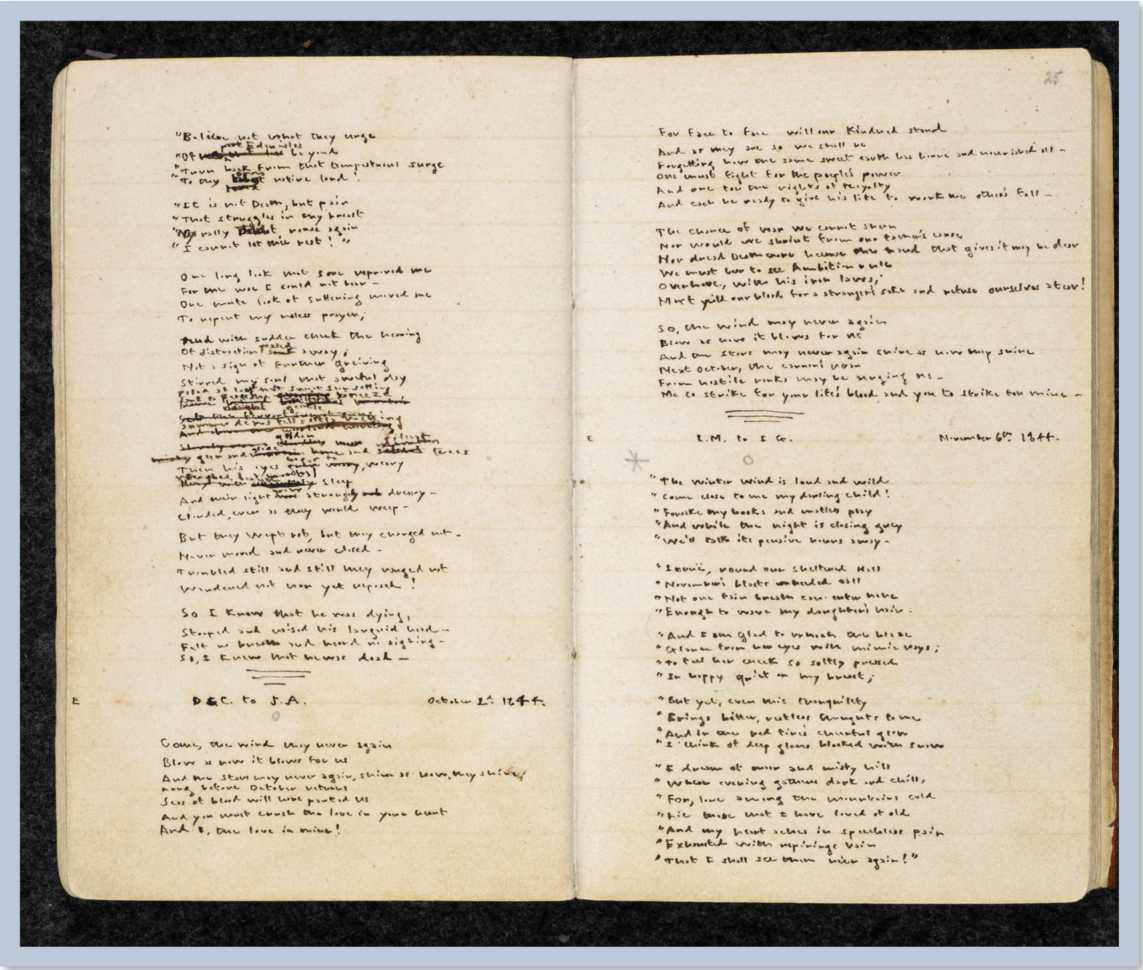 Emily Bronte's writing from notebook of the Gondal Poems 