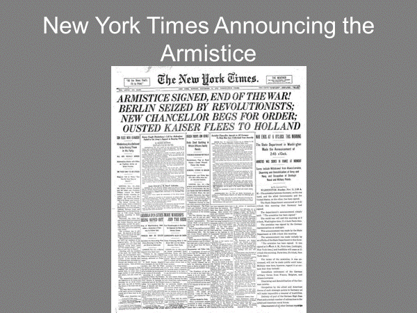 new york times announcing the armistice