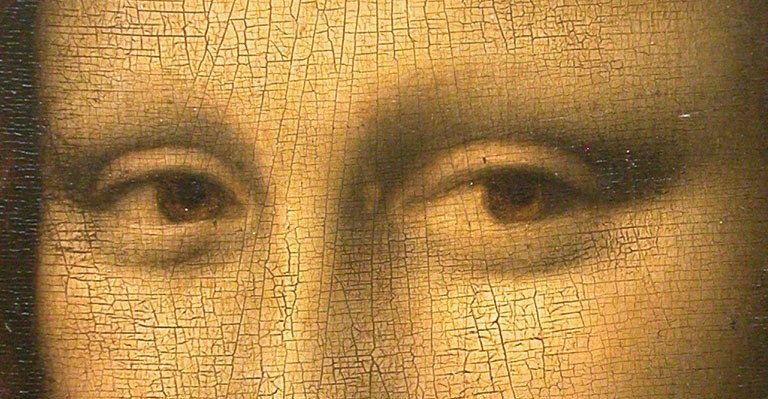 Detail of the eyes of Mona Lisa 