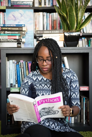 a woman studying