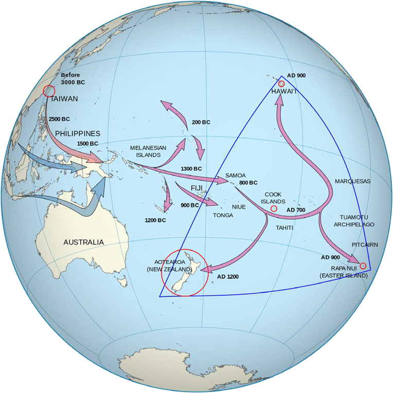 A map showing the polynesian migration through the polynesian region.